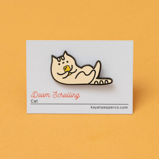 Doom Scrolling Cat Hard Enamel Pin