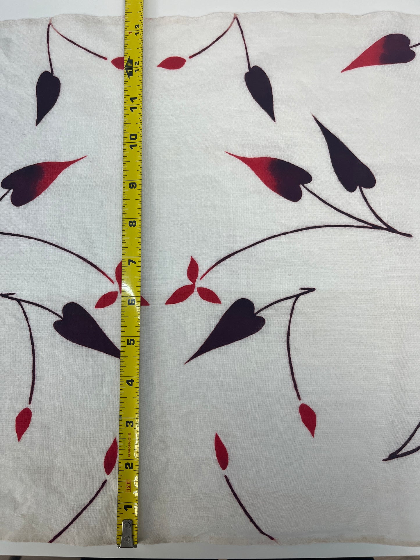 Cotton Yukata Fabric White and Red Leaf