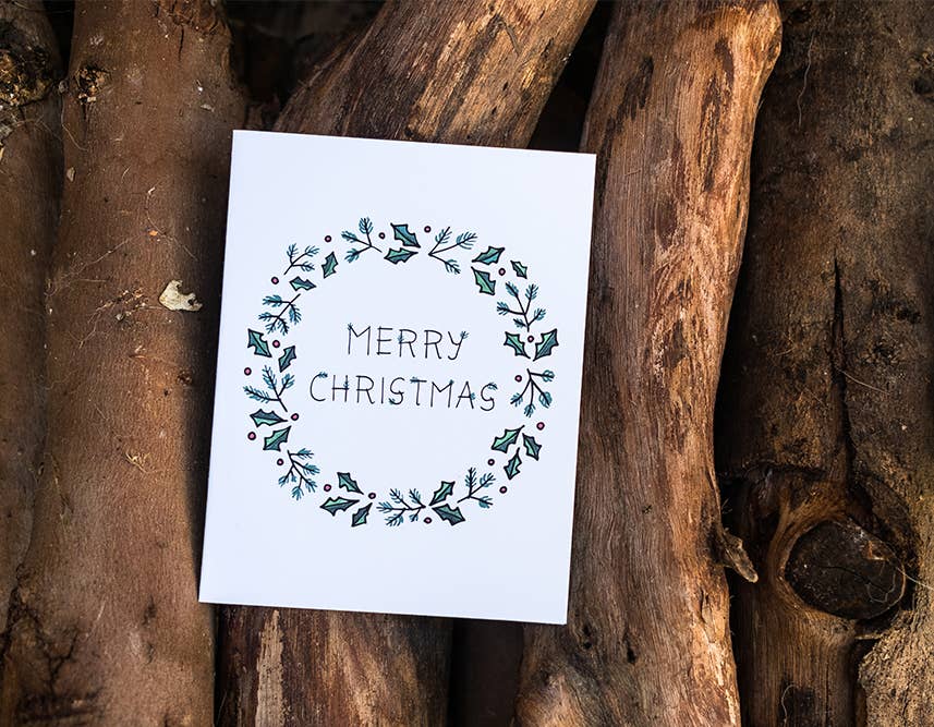 Merry Christmas Wreath | Holiday & Christmas Card