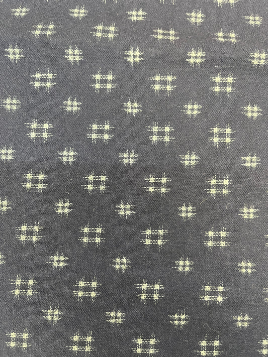 Navy Cotton Fabric with Grid Print