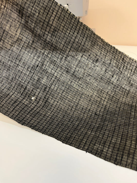 Vintage Silk Black and Brown Basketweave Pattern - Large Piece #1