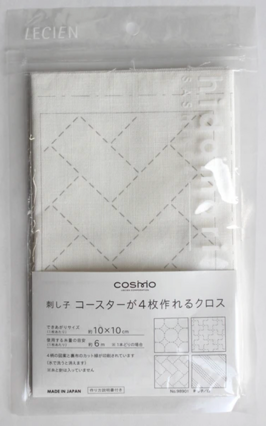 Sashiko Pattern Coaster - White
