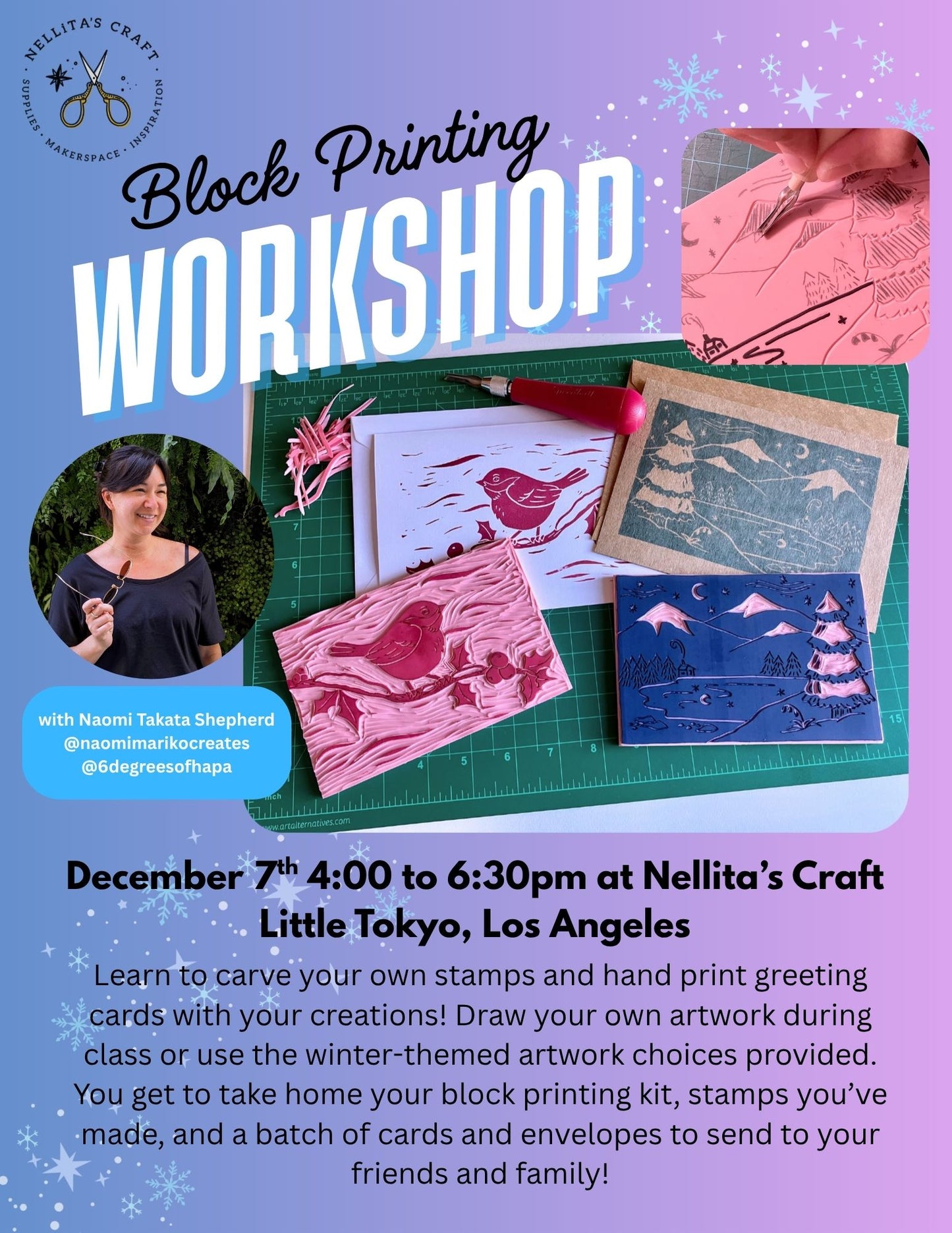 Intro to Block Printing: Winter Greeting Cards - 12/7