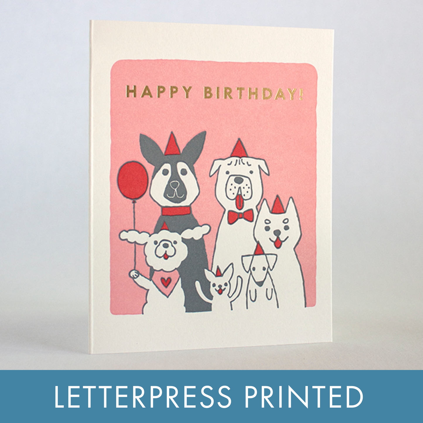Dog Birthday Letterpress Greeting Card by Fugu Fugu 