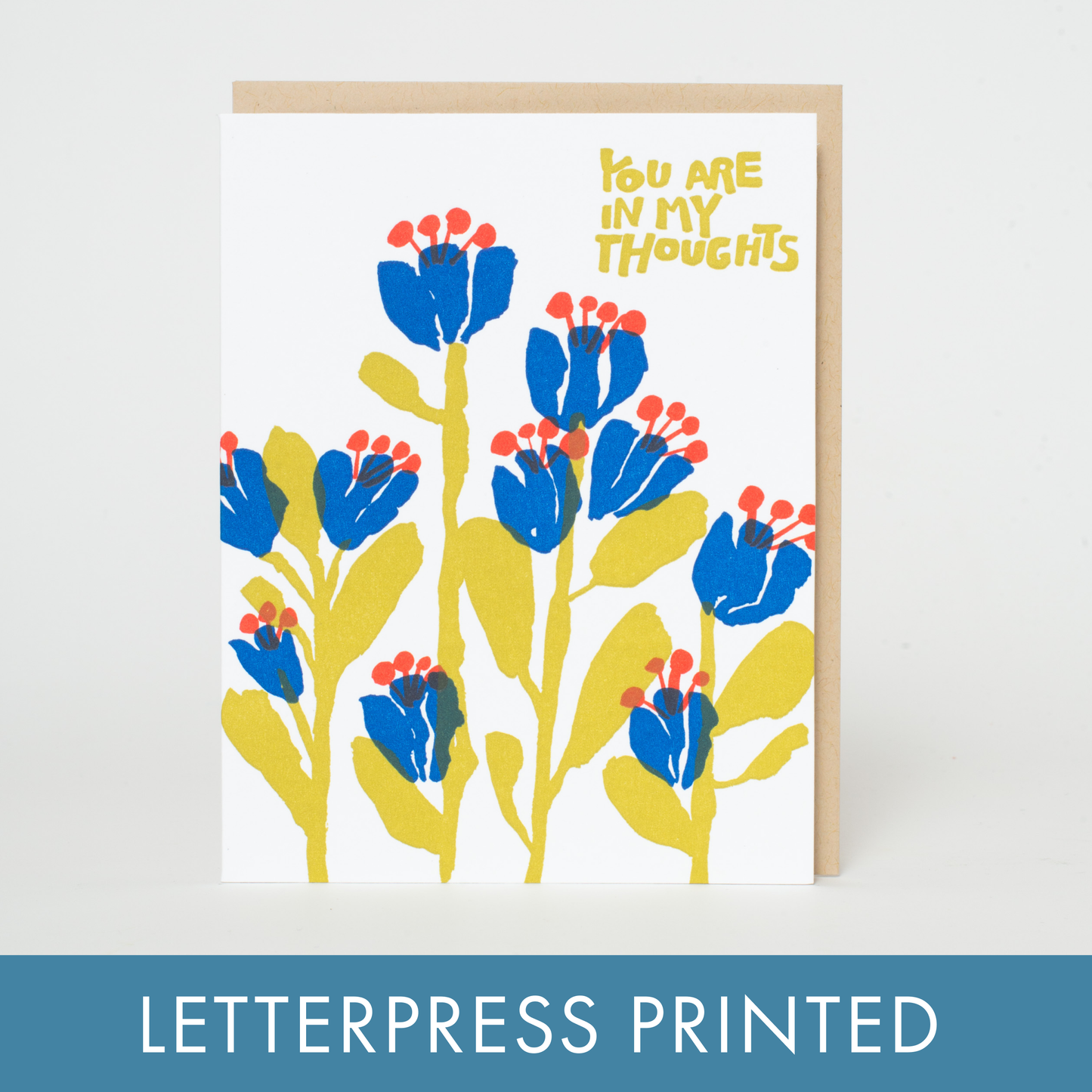 Sympathy In My Thoughts Flowers Letterpress Greeting Card by Egg Press