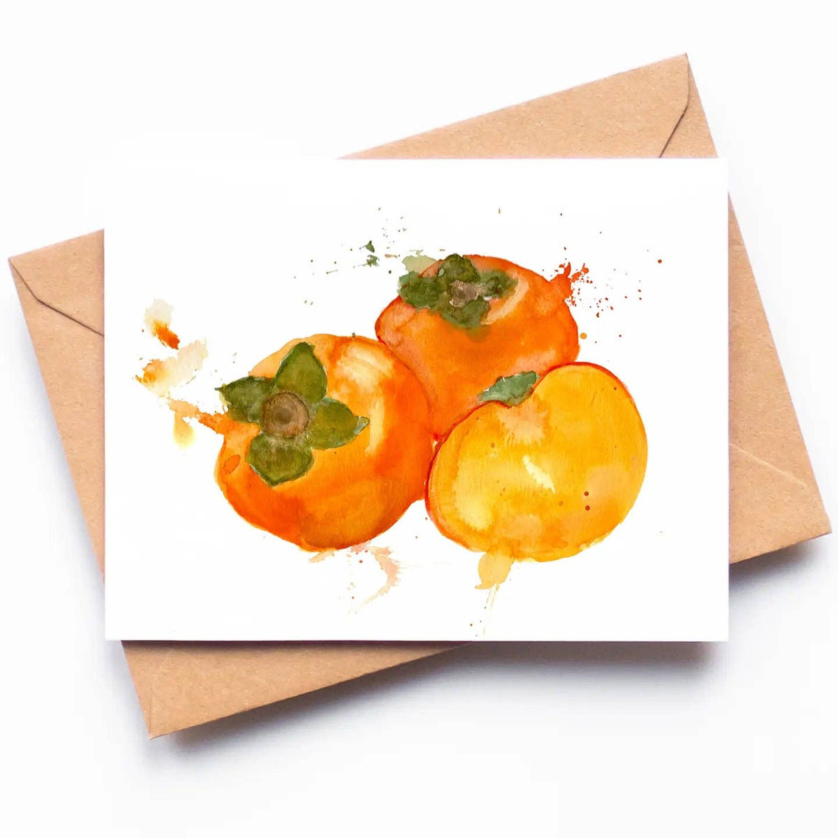 Persimmon Watercolor Greeting Card
