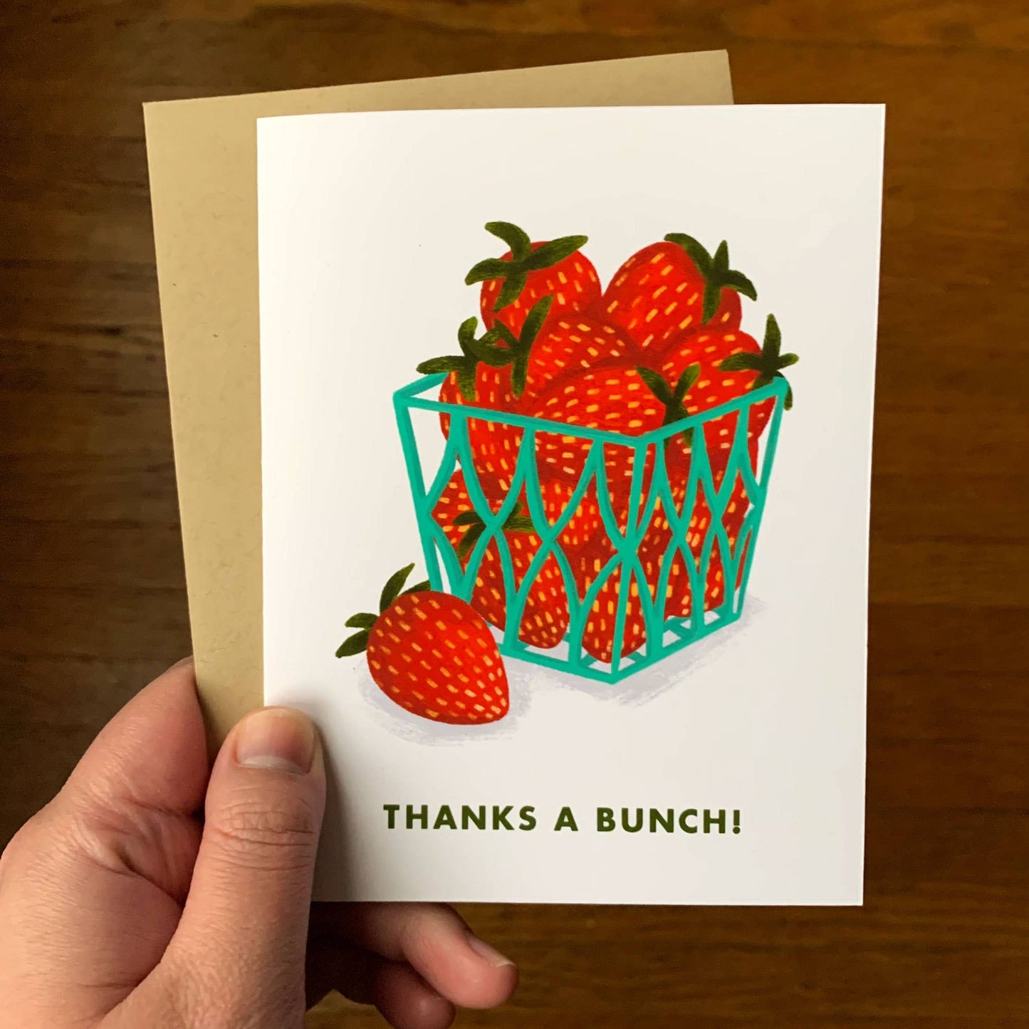 Basket Of Strawberries Thank You Greeting Card
