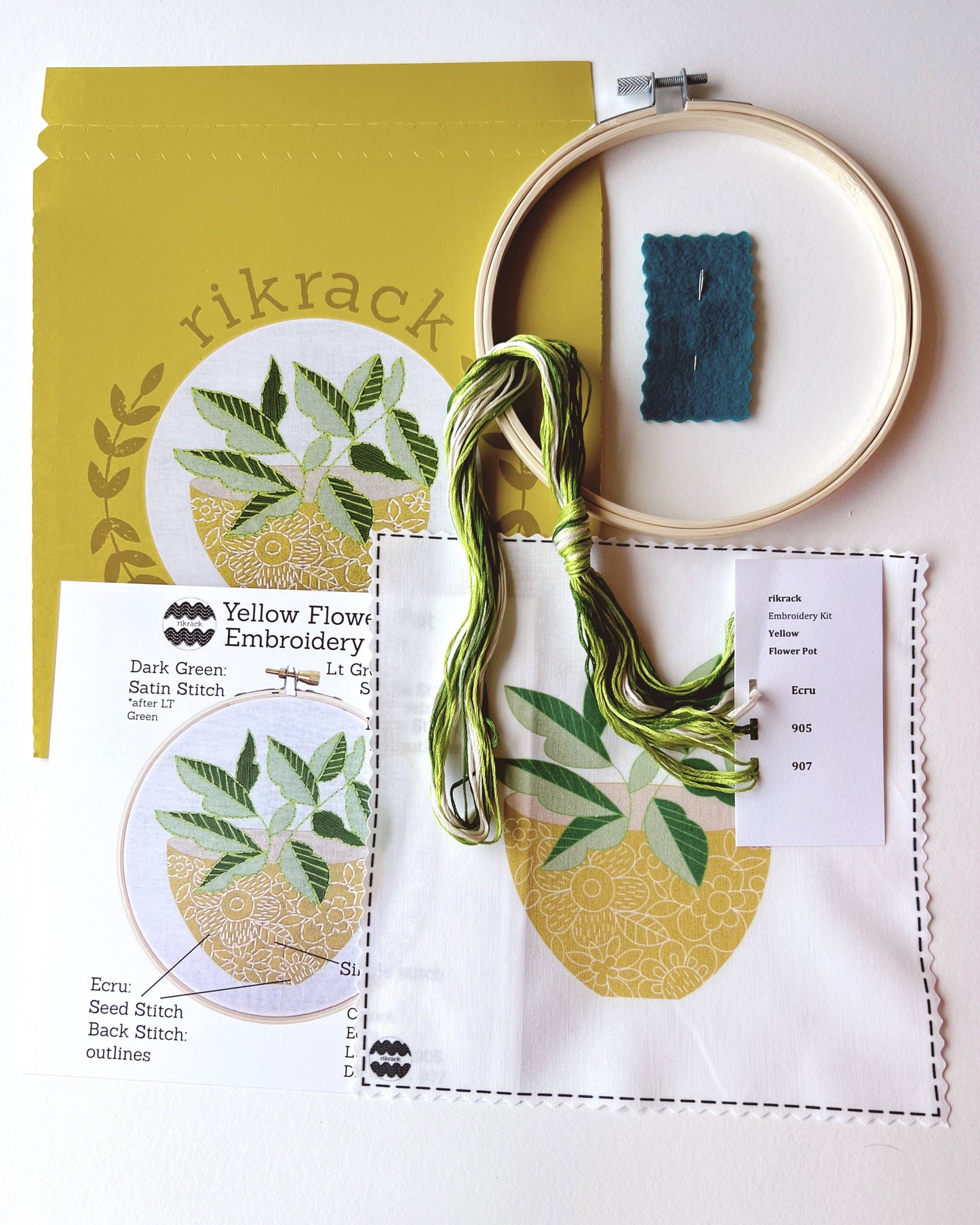 Yellow Flower Pot Embroidery Kit