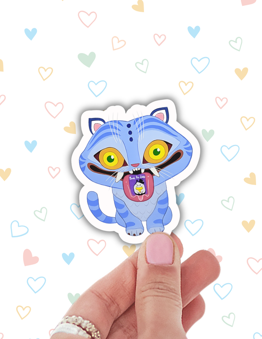 Cute kawaii tiger sticker, k pop tiger decal, demon sticker