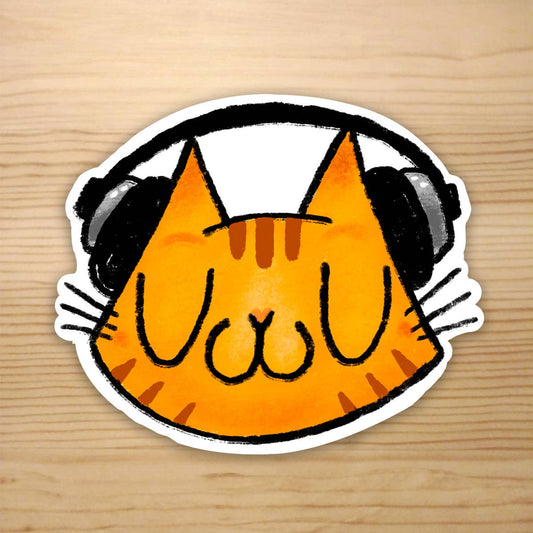 Audiophile Cat Glossy Vinyl Sticker