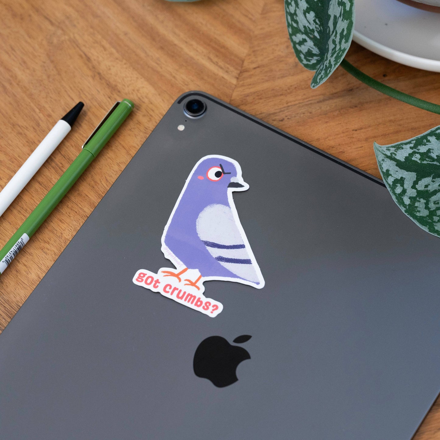 Got Crumbs? - Vinyl Sticker of Sketchy Pigeon