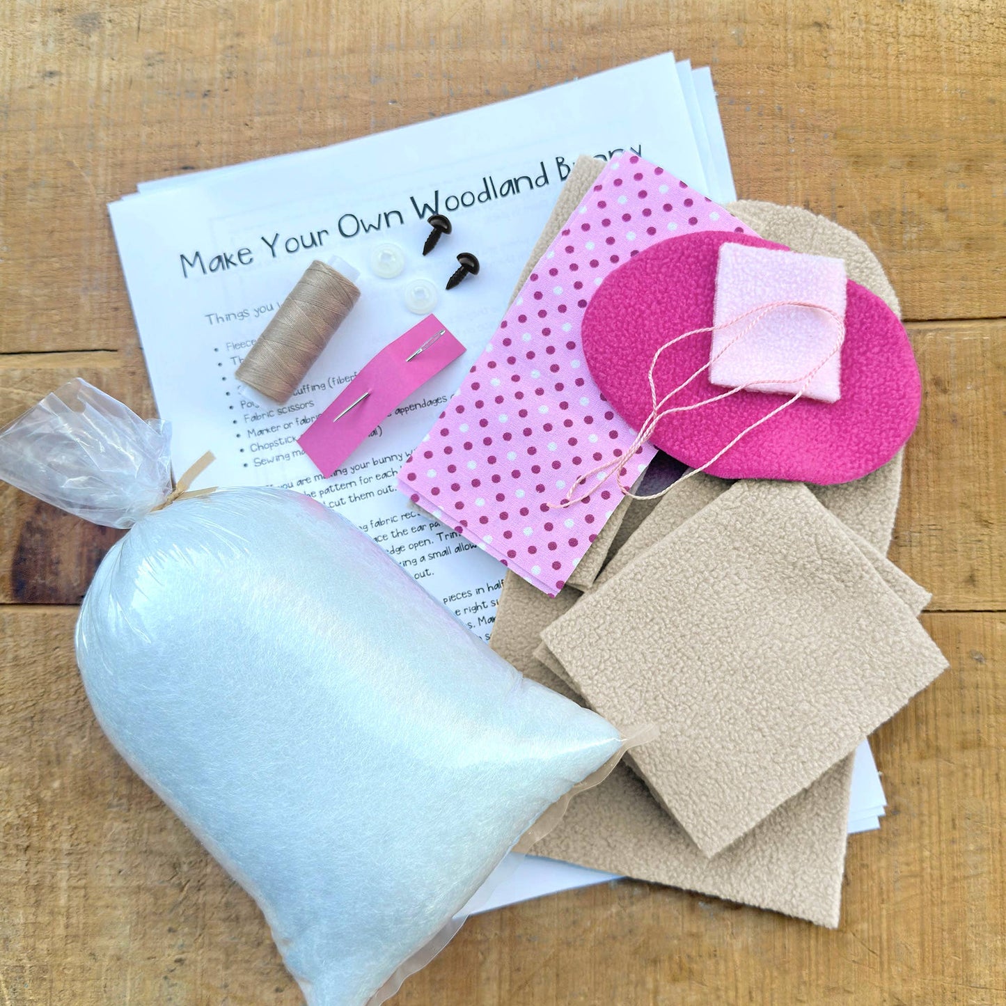 Woodland Bunny DIY Plush Sewing Kit