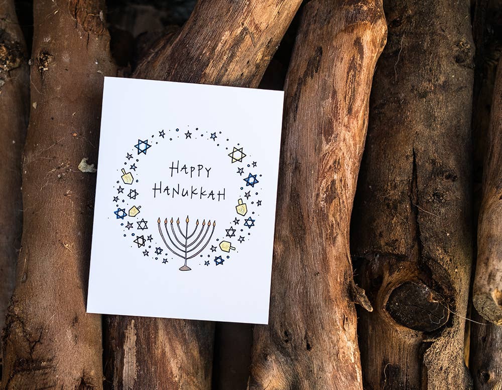 Happy Hanukkah Wreath | Holiday & Hanukkah Card