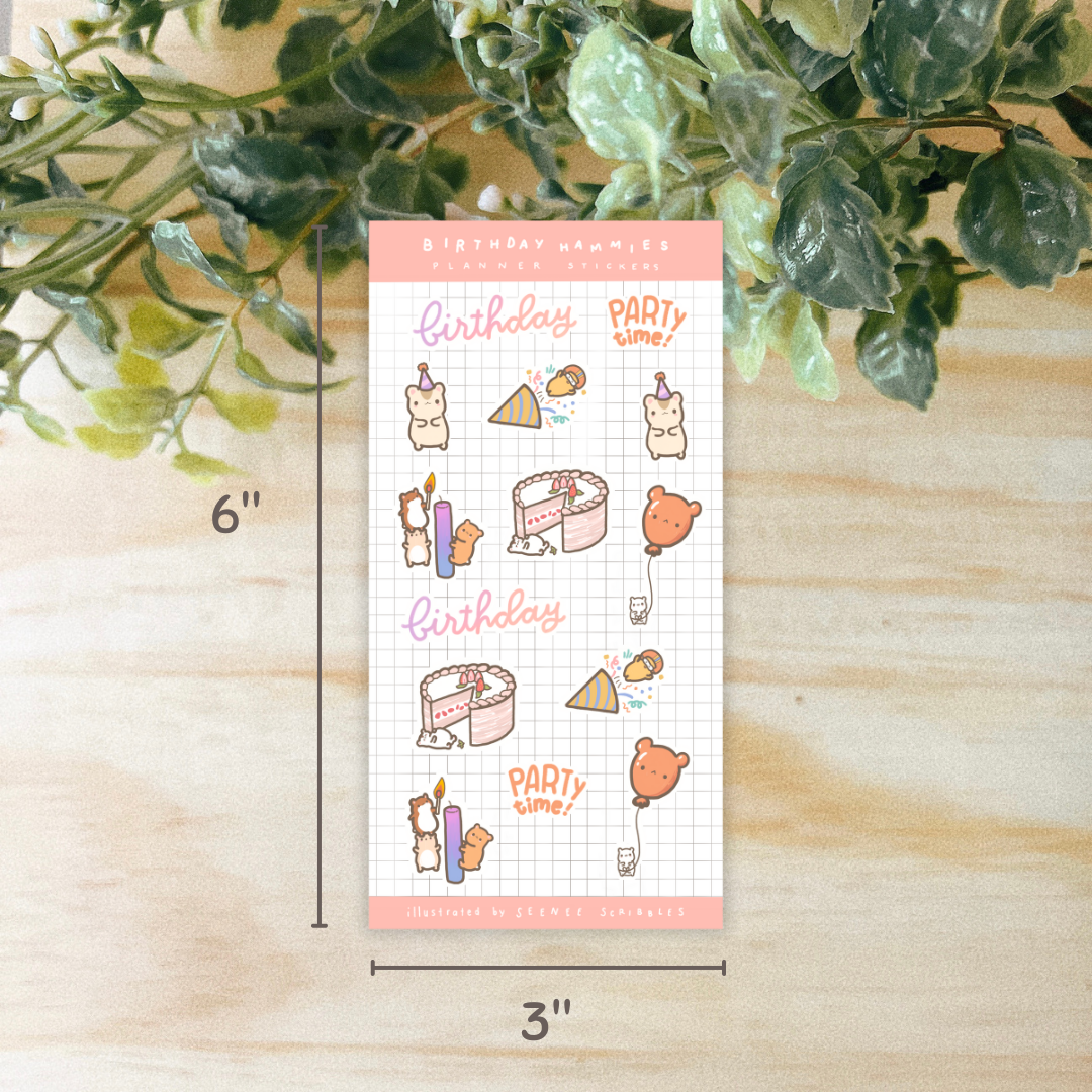 Birthday Hammies Sticker Sheet