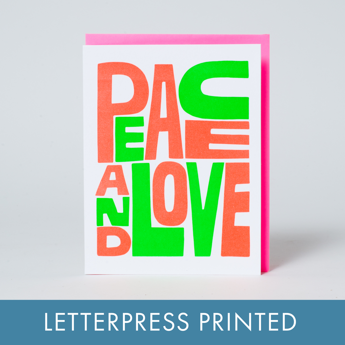 Peace & Love Text Holiday Letterpress Greeting Card