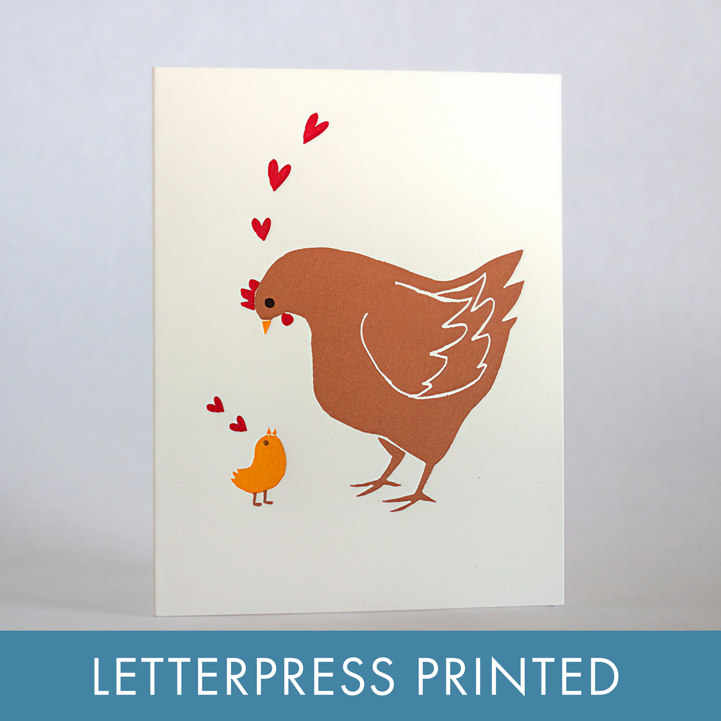 Mother Hen Letterpress Greeting Card by Fugu Fugu
