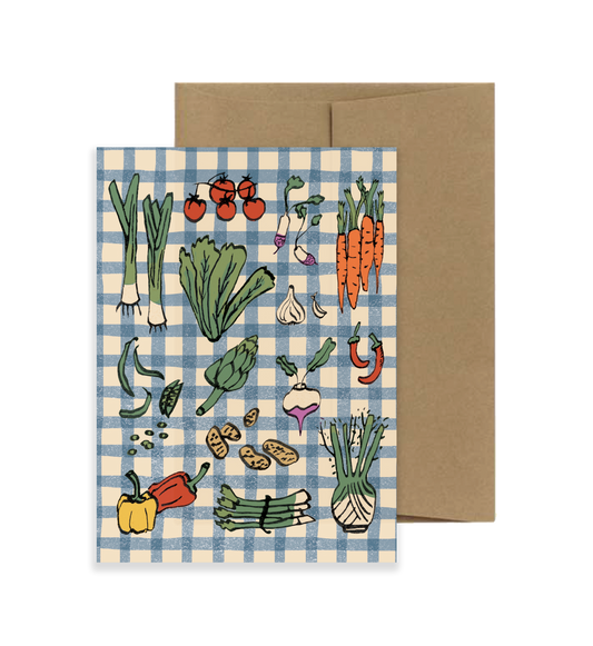 Legumes/Veggie Gingham - A6 Card