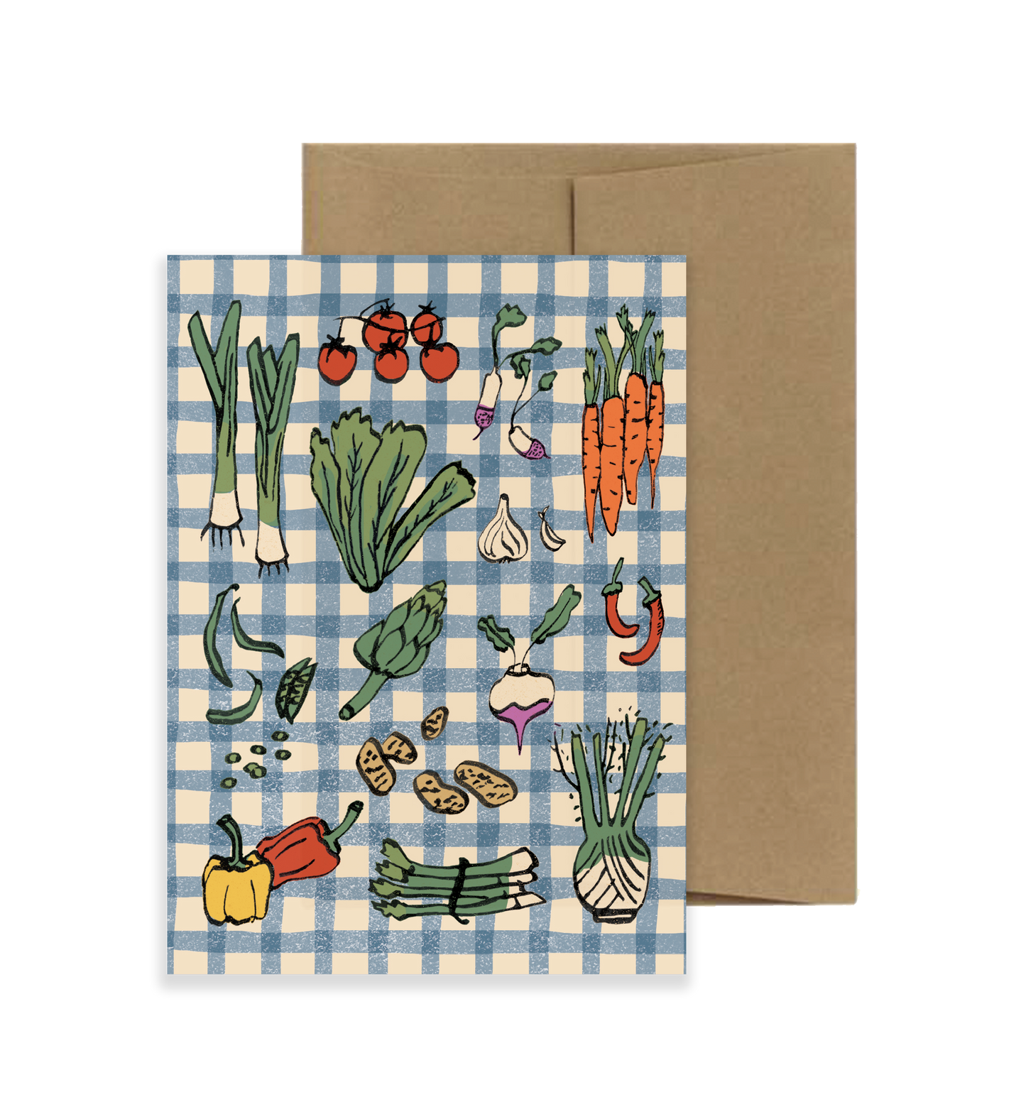 Legumes/Veggie Gingham - A6 Card