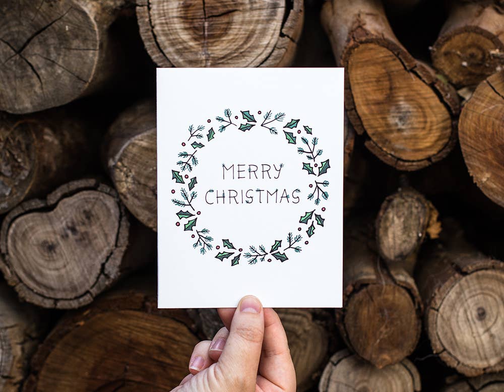 Merry Christmas Wreath | Holiday & Christmas Card