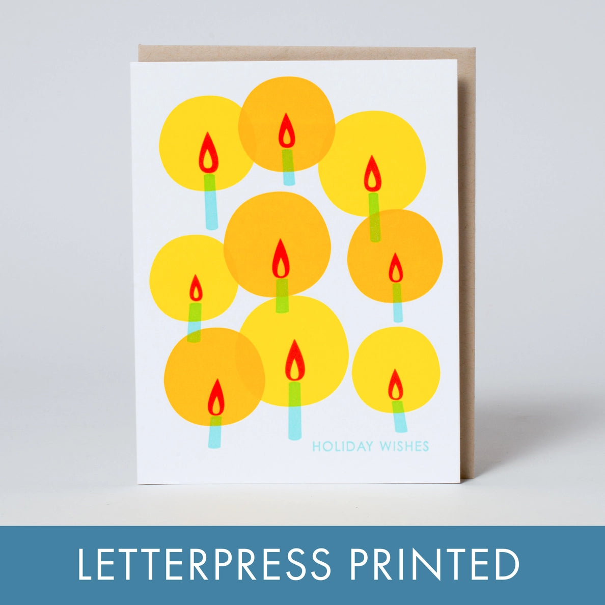 Holiday Wishes Candles Letterpress Card by Fugu Fugu