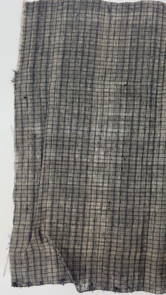 Vintage Silk Black and Brown Basketweave Pattern - Large Piece #2